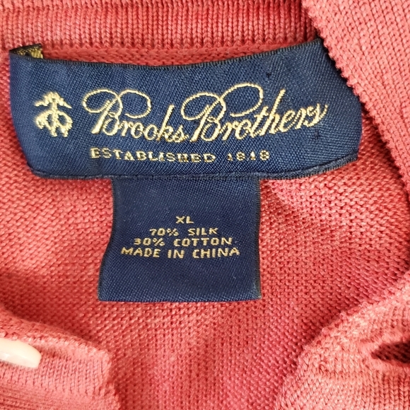 Brooks Brothers Men's Silk Blend Sweater Size XL Long Sleeve Polo Style Pullover - Picture 10 of 11